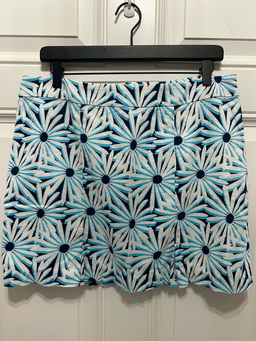 Linen Cotton Vineyard Vines Blue White Daisy Floral Preppy Pleated Mini Skirt 12